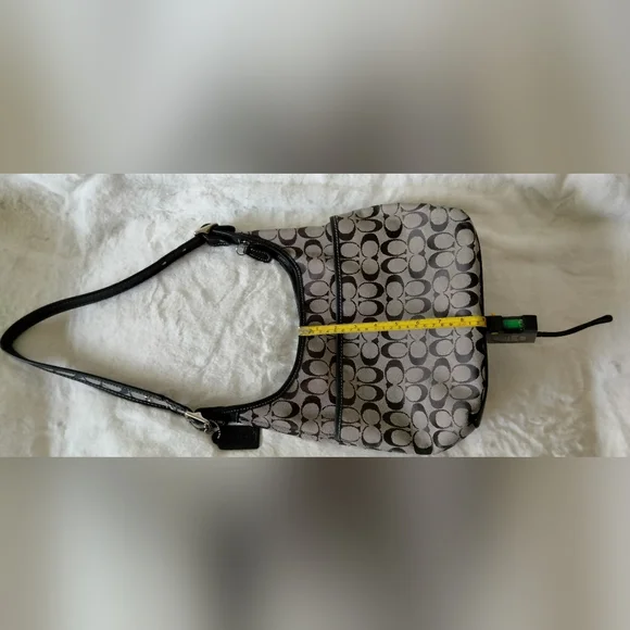 Coach Signature Patterned Black and Grey Handbag - Picture 9 of 12